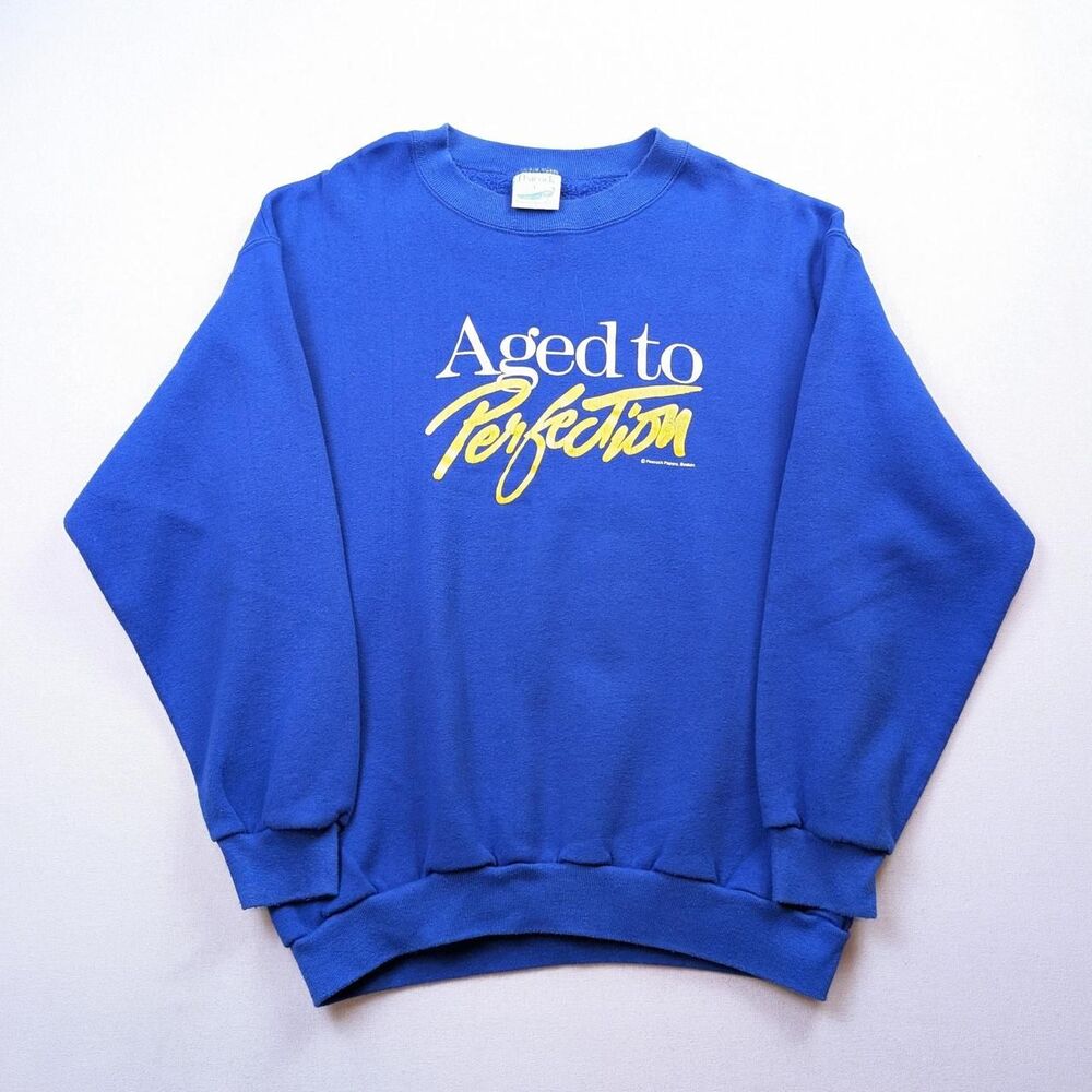 Vintage Old Person Funny Quote Crewneck Sweatshirt Royal Blue Size Large